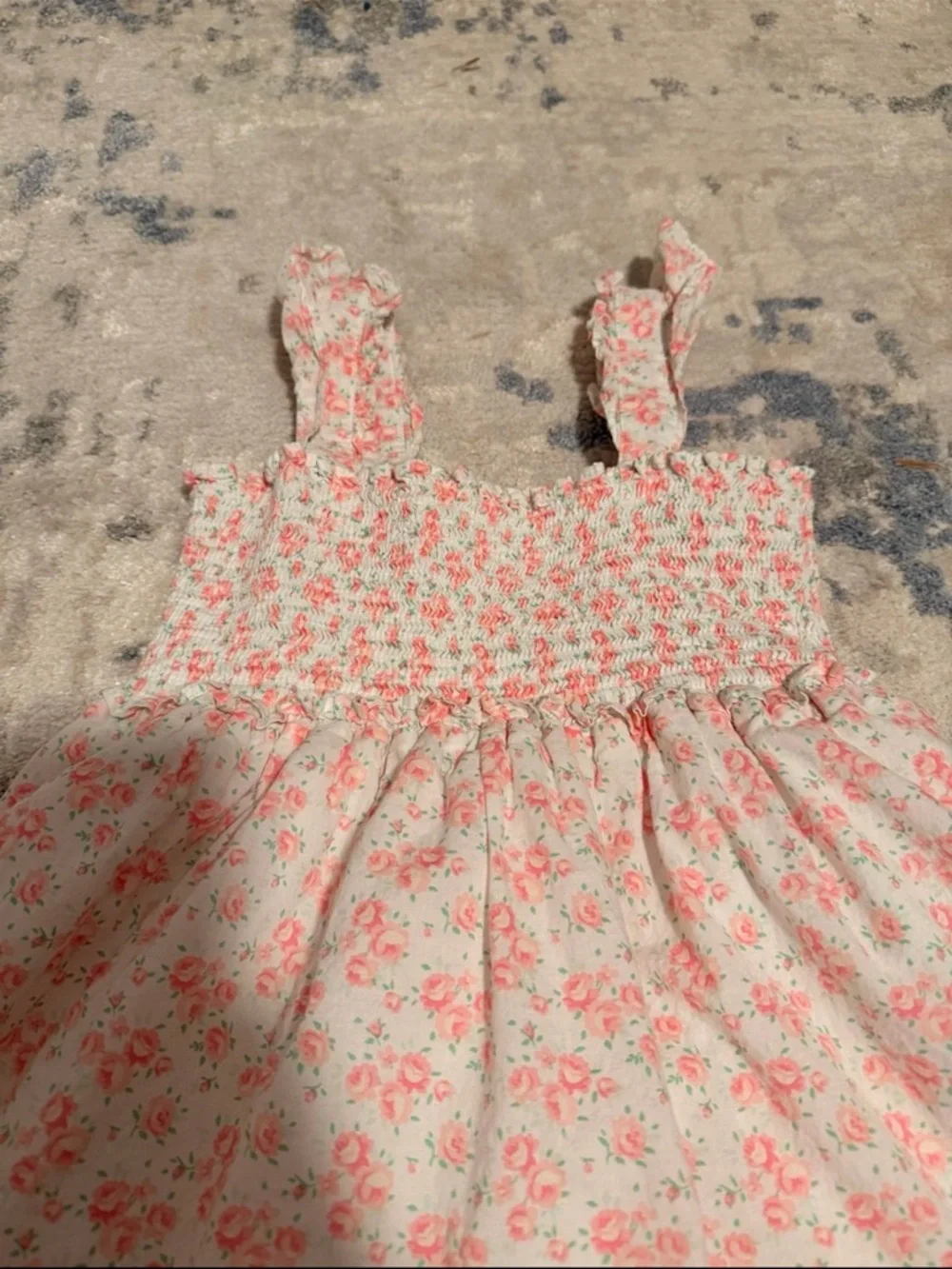 Janie and Jack Cream Pink Floral Smocked Sundress